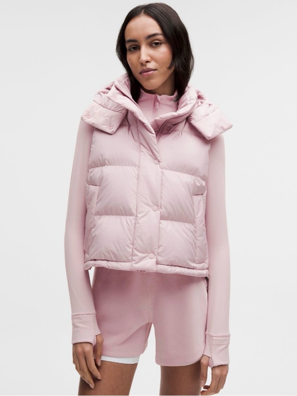 NWT Lululemon Wunder Puff 600-Down-Fill Cropped Vest Porcelain Pink